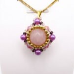 Pendant - Rose quartz crystals diamond shape