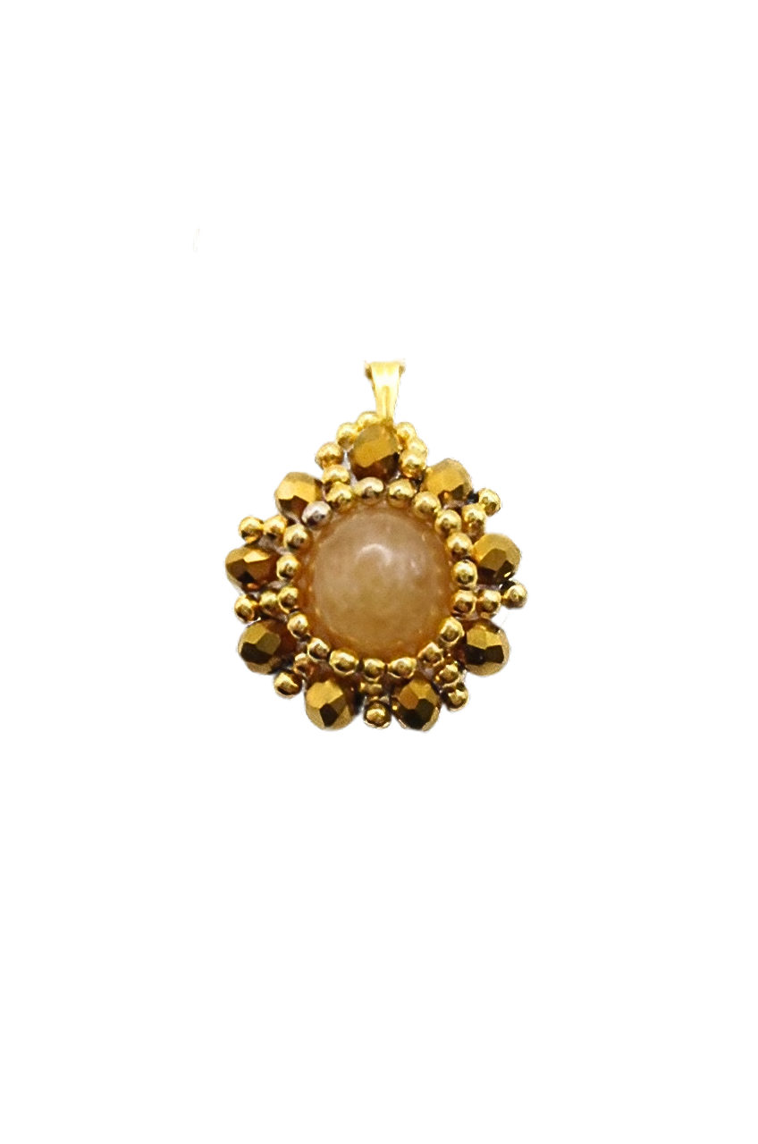 Pendant - Gold tourmaline pearl crystal jewelry jewellery