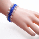 Bracelet - blue crystal white pearl handmade jewellery jewelry