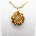 Pendant - Gold tourmaline pearl crystal jewelry jewellery