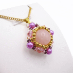 Pendant - Rose quartz crystals diamond shape