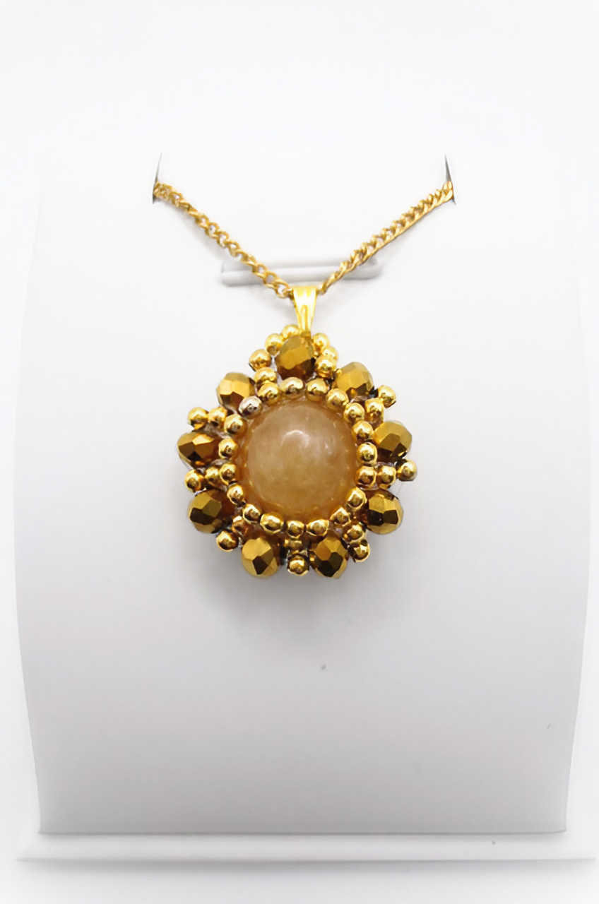 Pendant - Gold tourmaline pearl crystal jewelry jewellery