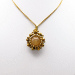 Pendant - Gold tourmaline pearl crystal jewelry jewellery