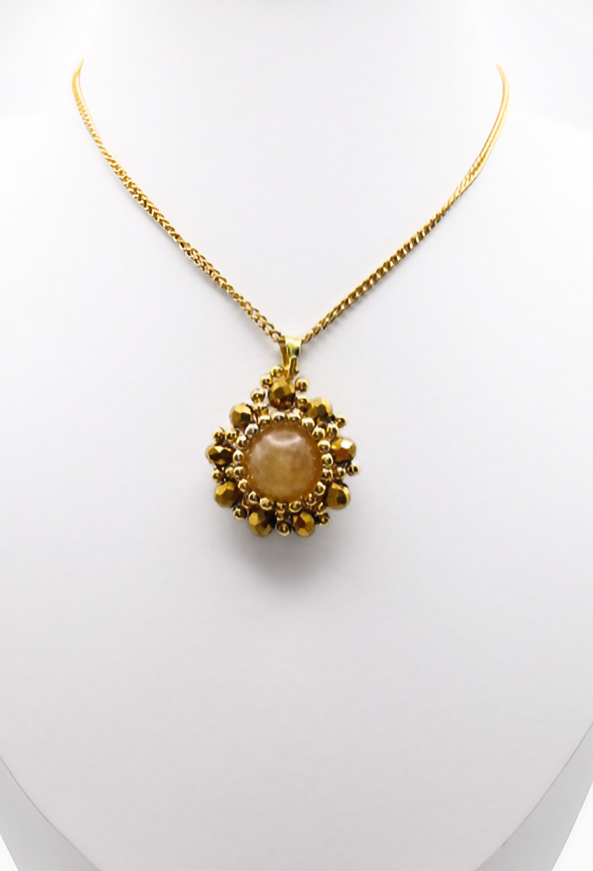 Pendant - Gold tourmaline pearl crystal jewelry jewellery