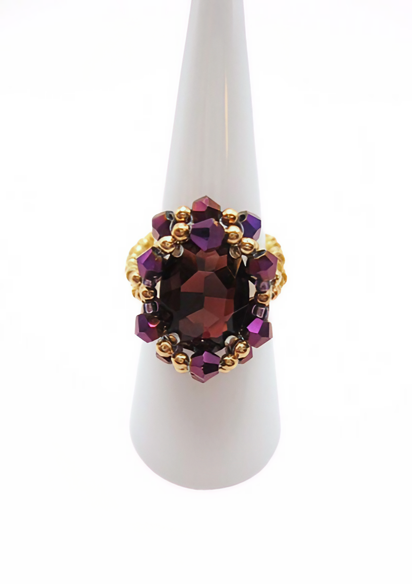 Ring Bailey purple crystals handmade jewellery jewelry