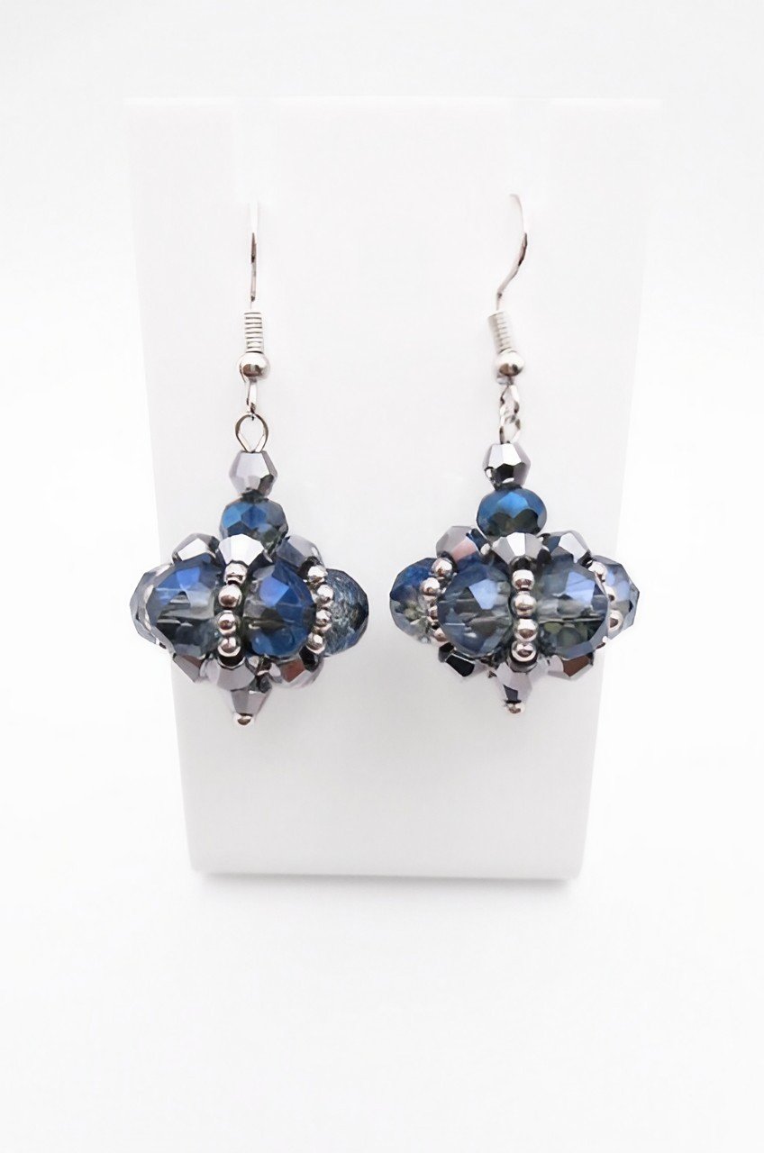 Earrings Claudia Blue Crystal Handmade Jewellery Jewelry