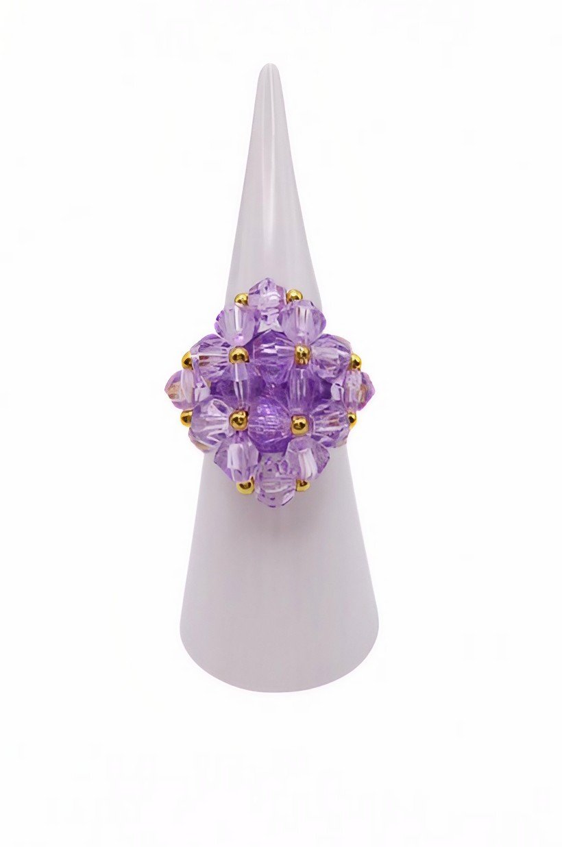 Ring Paris purple crystal medium handmade ring jewellery jewelry