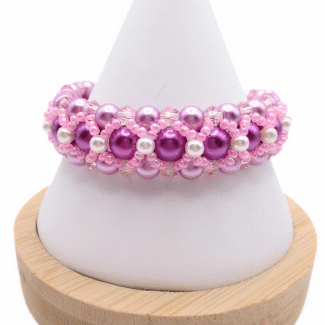 Bracelet pink purple pearls handmade jewellery jewelry