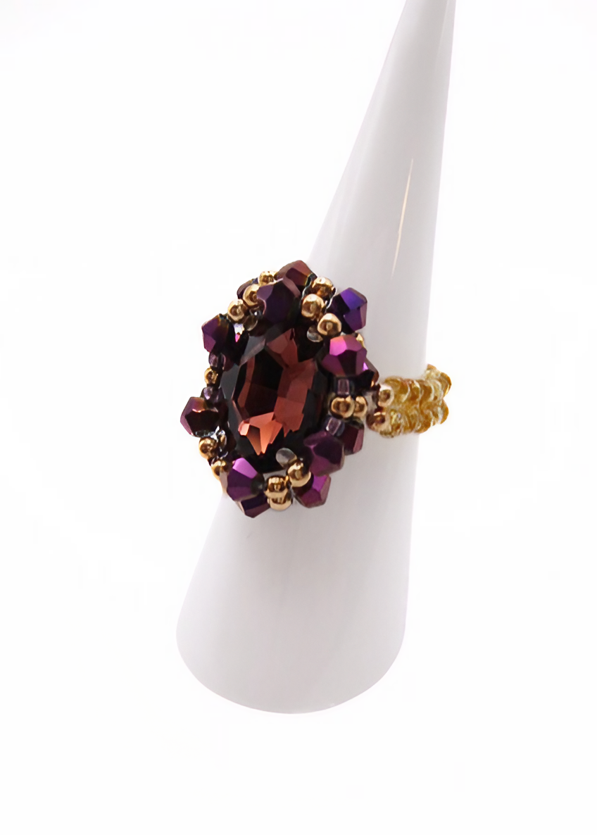 Ring Bailey purple crystals handmade jewellery jewelry
