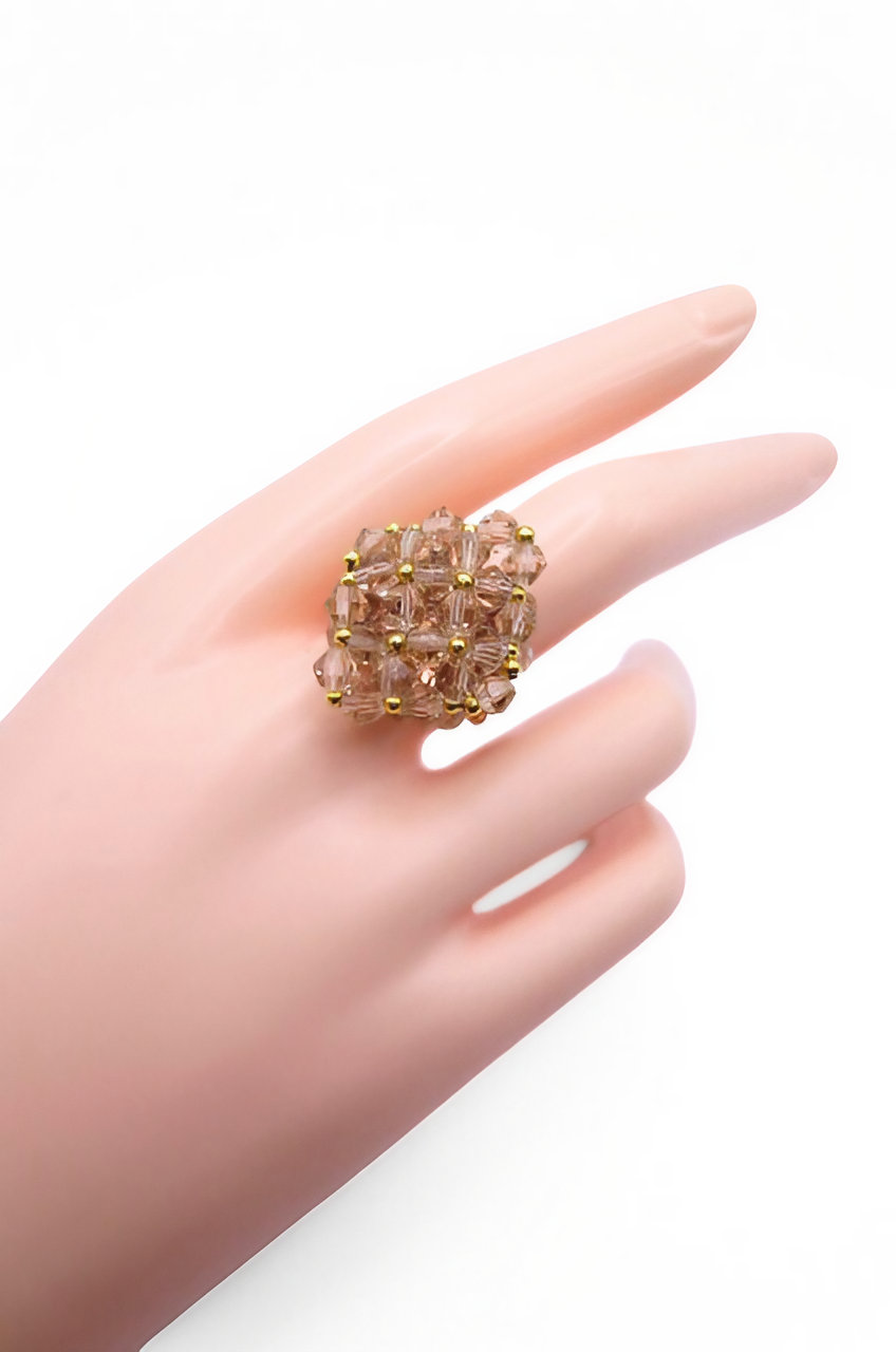 Ring Paris champagne crystal large handmade ring jewellery jewelry