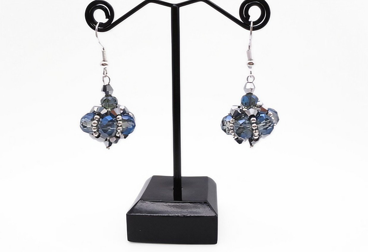 Earrings Claudia Blue Crystal Handmade Jewellery Jewelry