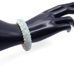 Bracelet Light Blue Crystals White Pearls Handmade Jewellery Jewelry