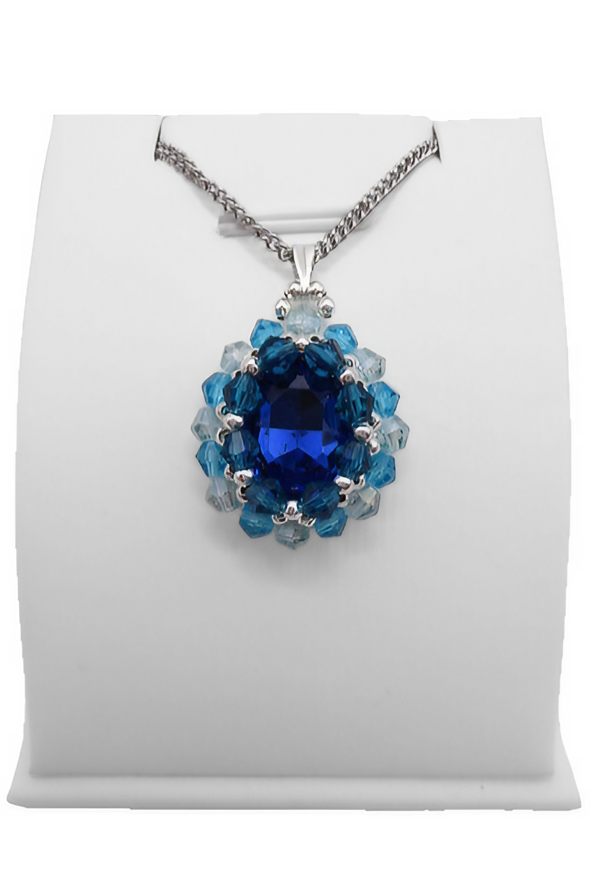 Pendant Hannah Blue Crystals Handmade Jewellery Jewelry