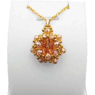 Alexandra peach crystal pendant handmade jewellery