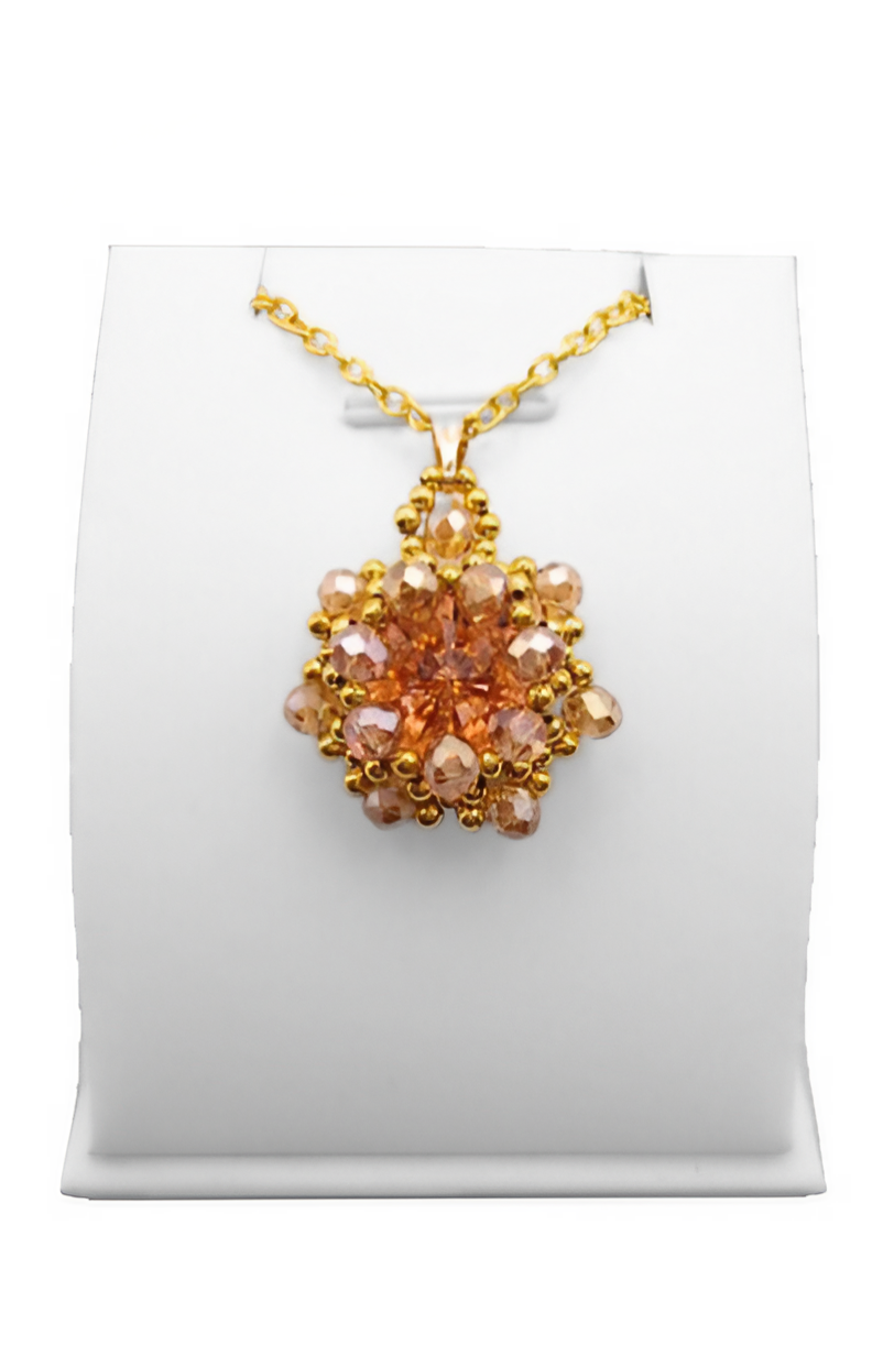 Alexandra peach crystal pendant handmade jewellery