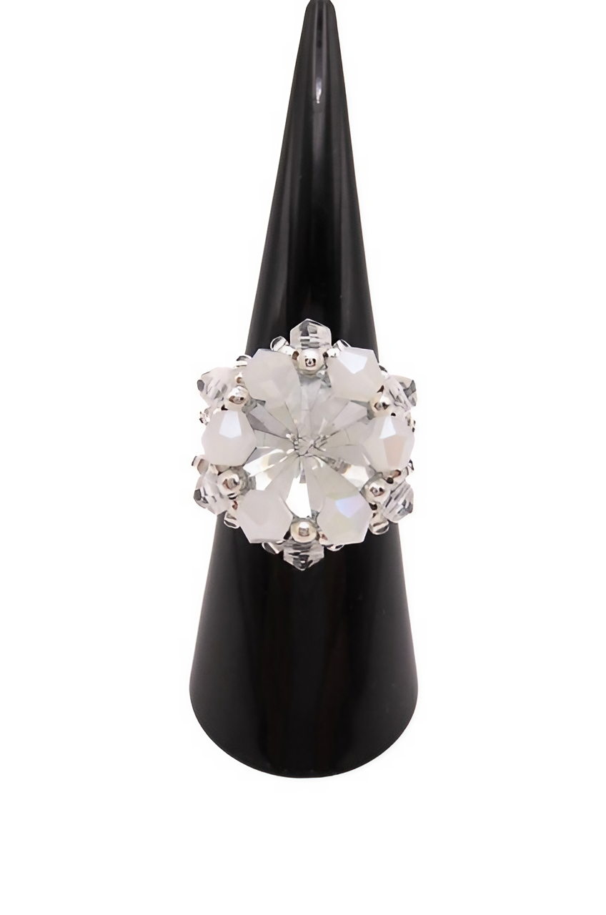 Ruby clear crystal ring handmade jewellery