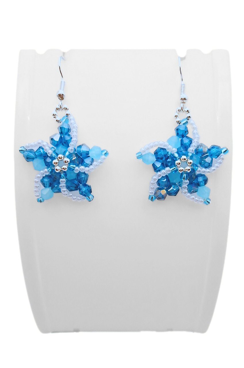Starfish blue crystal earrings handmade jewellery