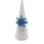 Maya Blue Pink Crystal Ring Handmade Jewellery