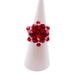 Ruby red crystal ring handmade jewellery