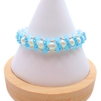 Harmony blue crystal white pearl bracelet handmade jewellery