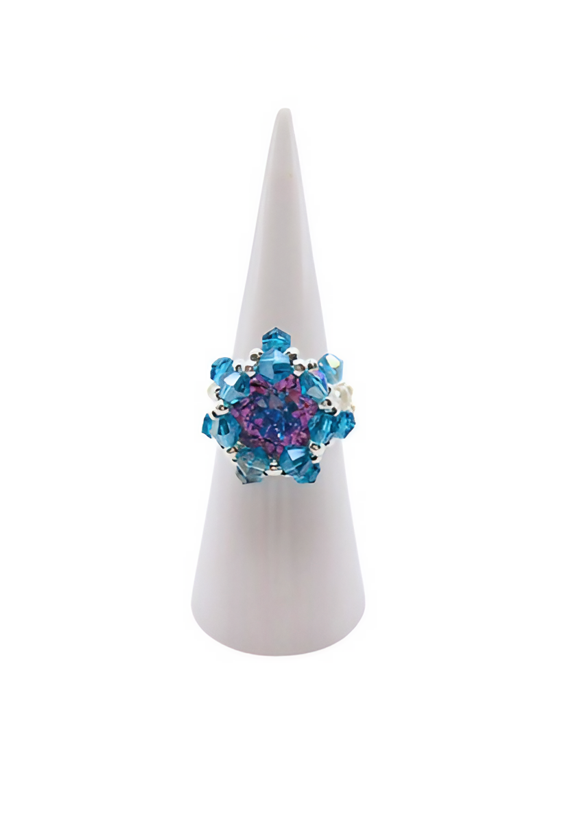 Maya Blue Pink Crystal Ring Handmade Jewellery