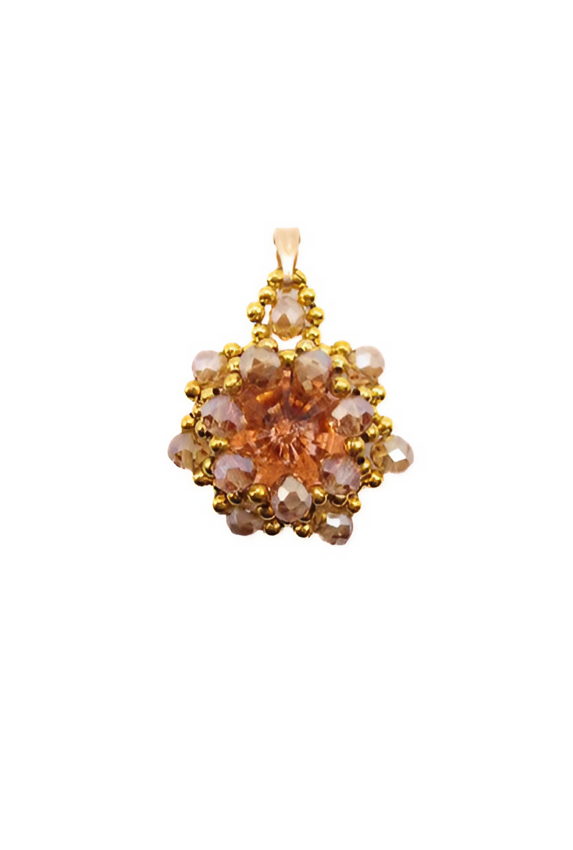 Alexandra peach crystal pendant handmade jewellery
