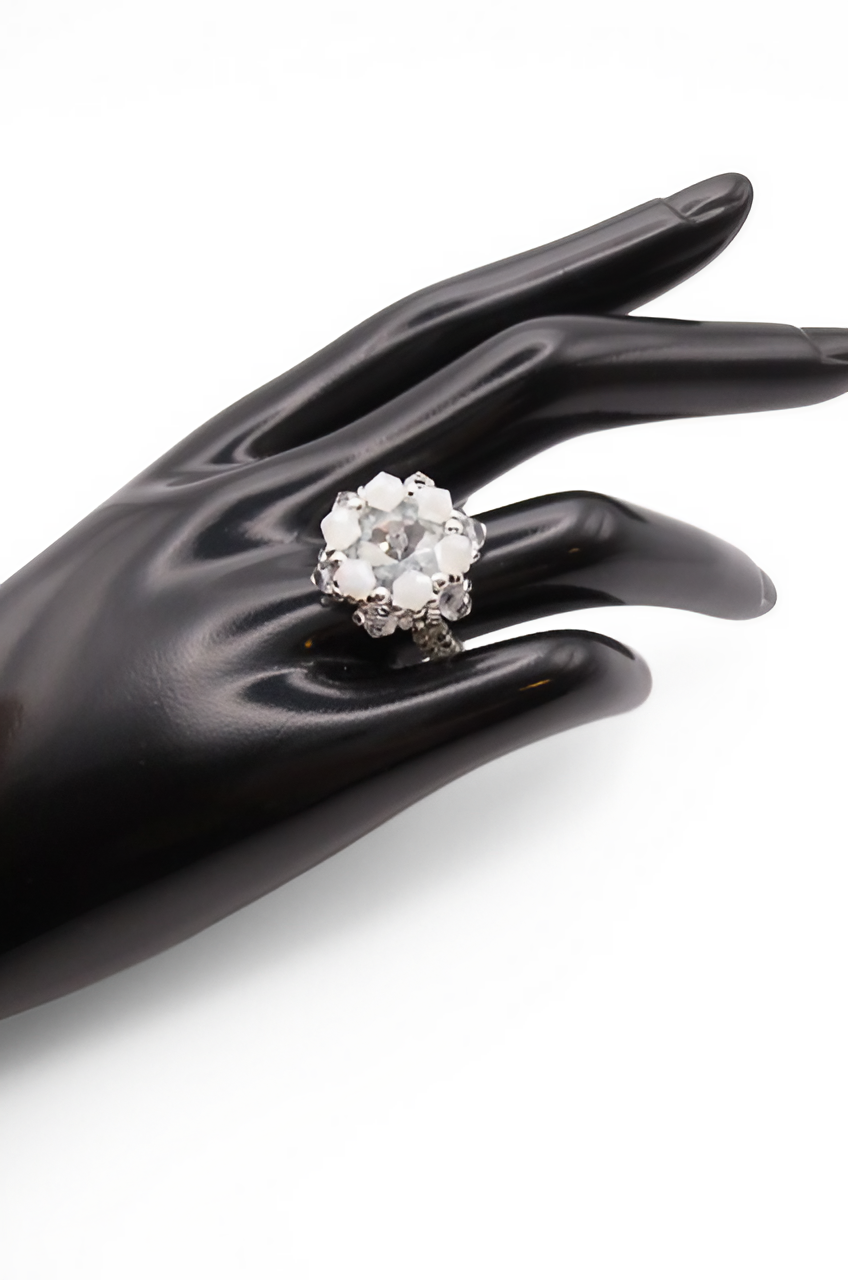 Ruby clear crystal ring handmade jewellery