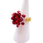 Ruby red crystal ring handmade jewellery