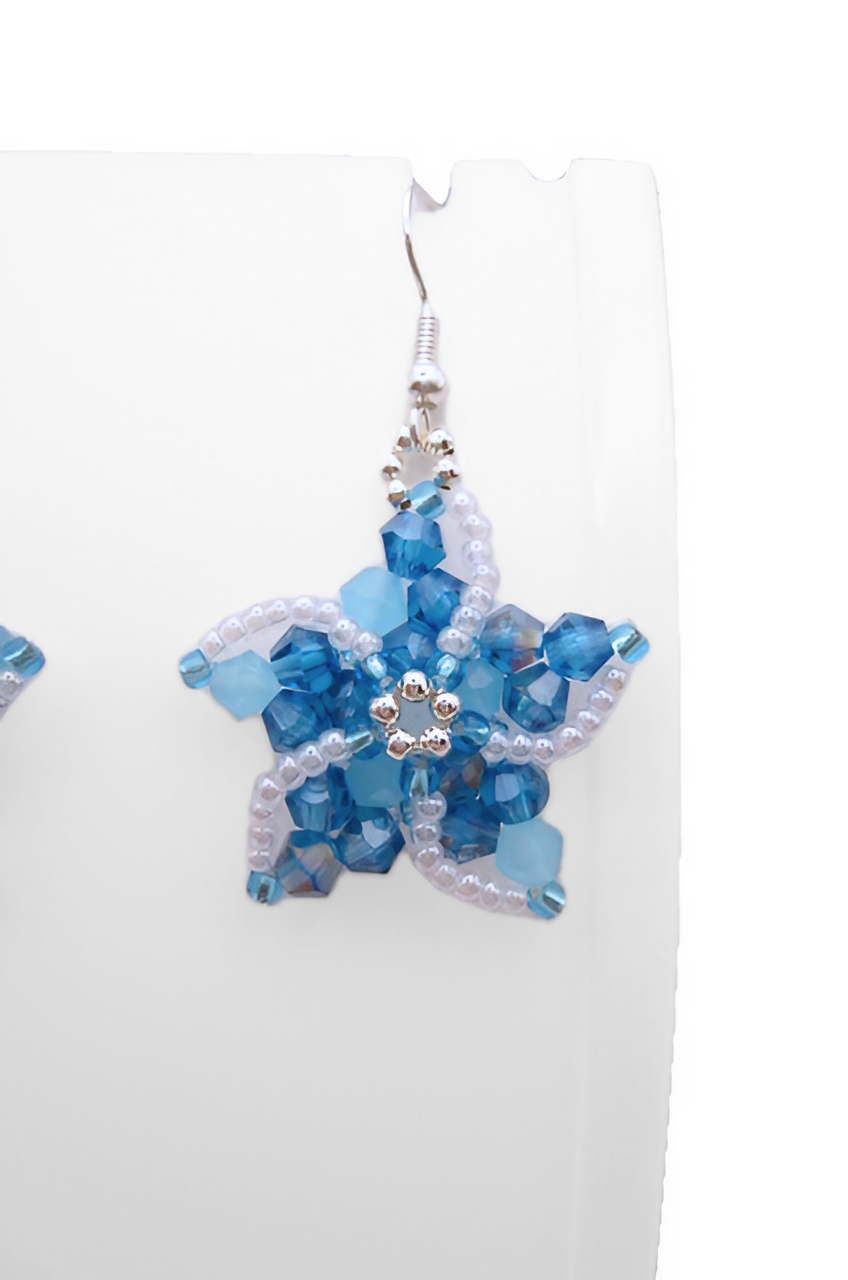 Starfish blue crystal earrings handmade jewellery