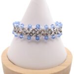 Silver grey and light blue crystal bracelet handmade jewellery