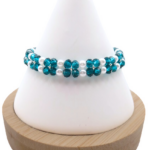 Blue green crystals and pearls bracelet handmade jewellery