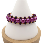 Stunning purple pearls with metallic purple crystals bracelet handmade jewellery