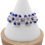 Metallic blue crystals and white pearls bracelet handmade jewellery