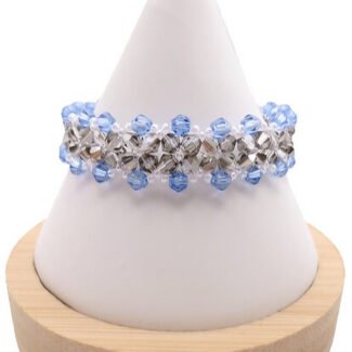 Silver grey and light blue crystal bracelet handmade jewellery