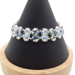 Clear grey multi reflective crystals and pearls bracelet handmade jewellery