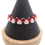 Red crystals white pearls handmade bracelet jewellery
