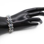 Clear grey multi reflective crystals and pearls bracelet handmade jewellery