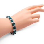 Blue green crystals and pearls bracelet handmade jewellery