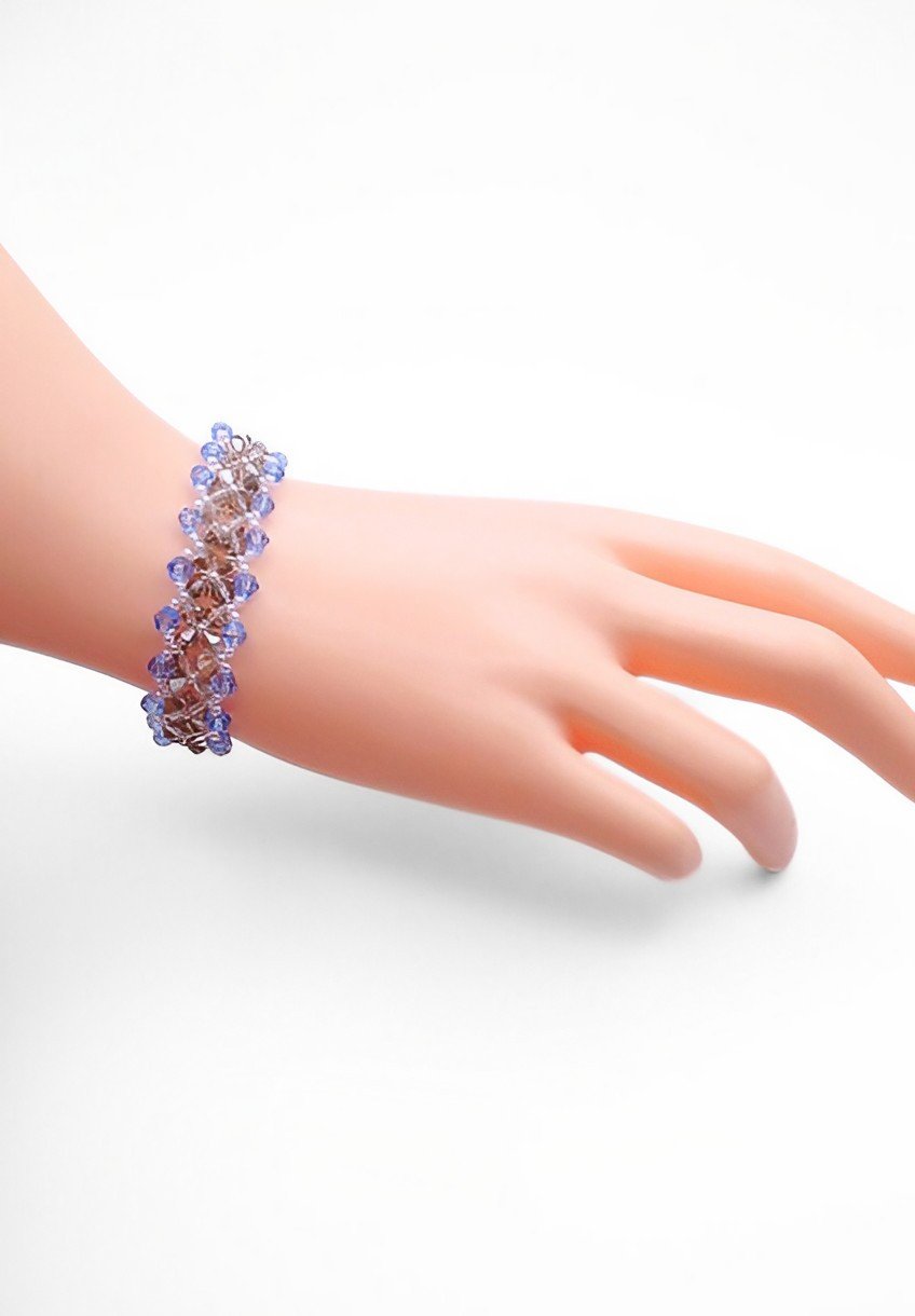 4. up Silver grey and light blue crystal bracelet handmade jewellery