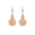 champagne crystal ball earrings featuring gold beadwork and gold hooks, shown against a white background